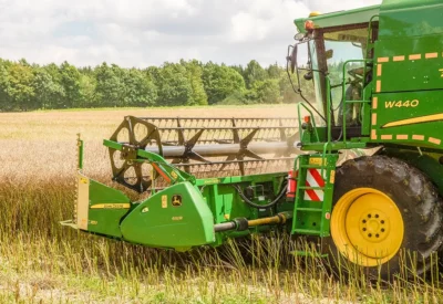 Raps Profi Deere Rückansicht auf dem Feld